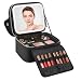 Relavel Makeup Bag with LED Mirror, Small Travel Makeup Case with Rechargeable Lighted Mirror 3 Color Lights, Double Layer Cosmetic Box Makeup Brush Lipstick Holder Organizer for Women, Black - Image 2