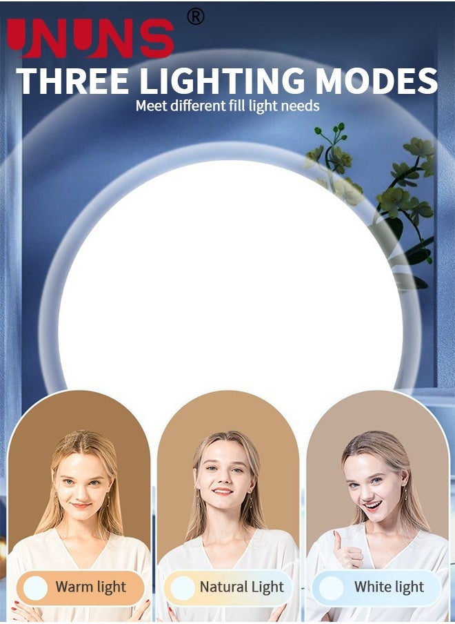 UNUNS Selfie Ring Light,Full Screen Selfie Ring Light Kit with Desk Tripod Stand,Desktop Laptop Ring Light with Adjustable Shooting Arm for Video Recording,Live Streaming,Zoom Lighting,Photography,Black  - Image 3