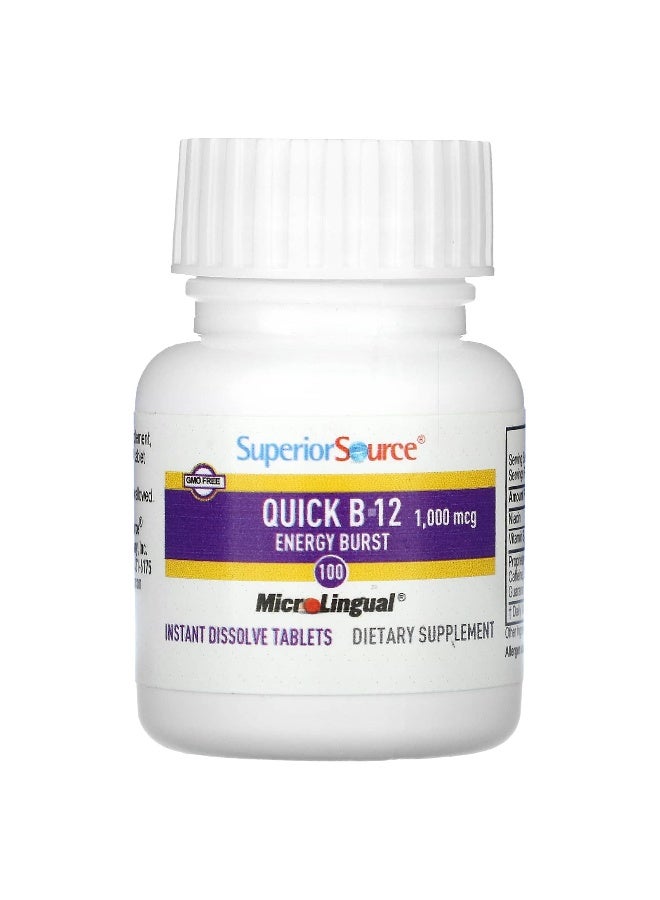 Superior Source, Quick B-12 Energy Burst, 1,000 mcg, 100 MicroLingual Instant Dissolve Tablets - Image 3