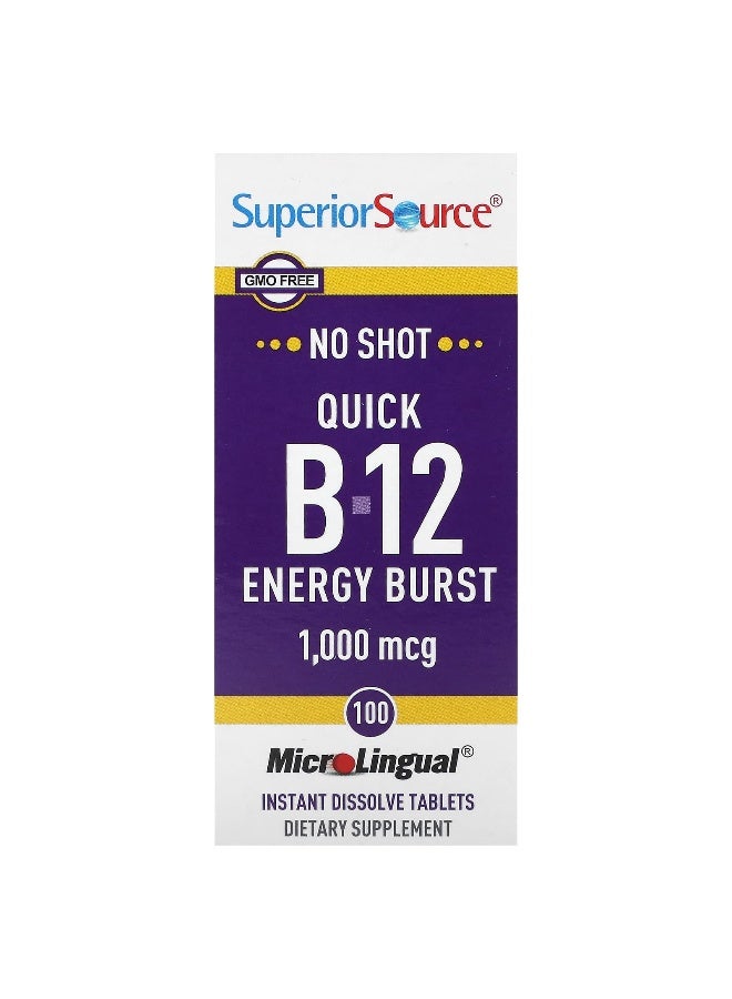 Superior Source, Quick B-12 Energy Burst, 1,000 mcg, 100 MicroLingual Instant Dissolve Tablets - Image 1