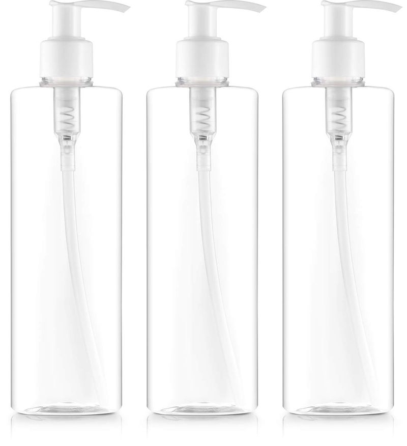 Bar5F Empty Pump Bottles 16-Ounce Dispenser for Shampoo, Creams, Body Wash, Hand Soap, Self-Tanners, Lotion, BPA-Free (Pack of 3)