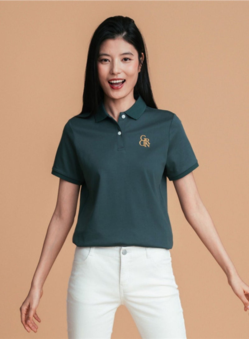 GIORDANO Women’s Embroidered Cotton Liquid Touch Polo - Image 1