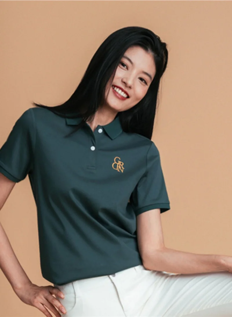GIORDANO  Women’s Embroidered Cotton Liquid Touch Polo for Women | Best Price UAE