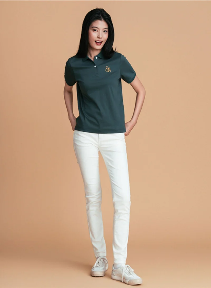 GIORDANO Women’s Embroidered Cotton Liquid Touch Polo