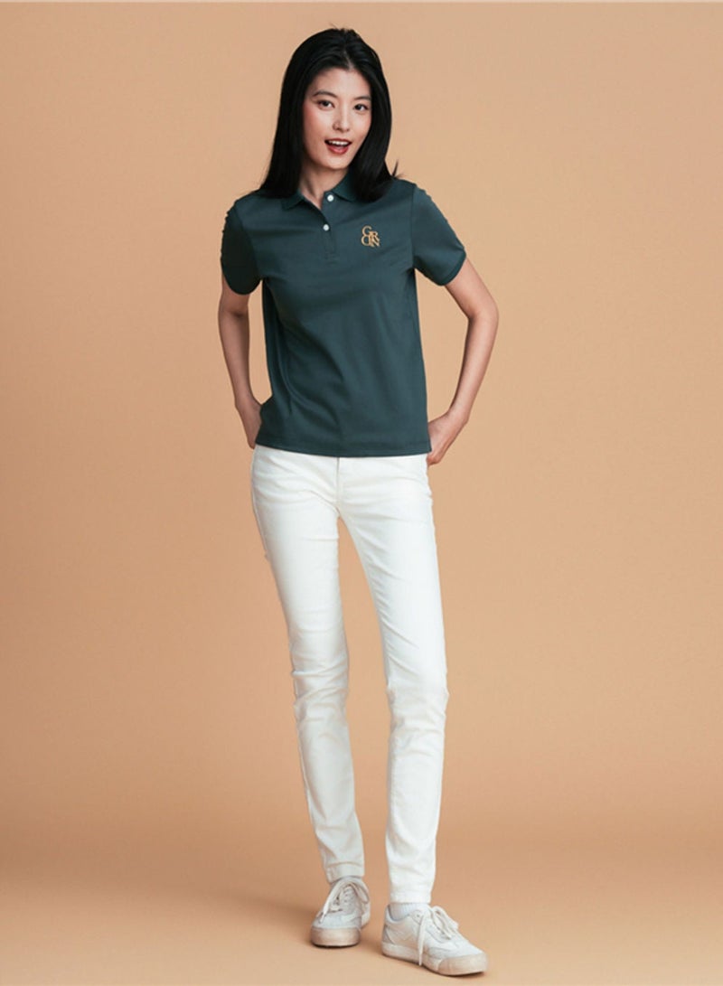 GIORDANO Women’s Embroidered Cotton Liquid Touch Polo - Image 2