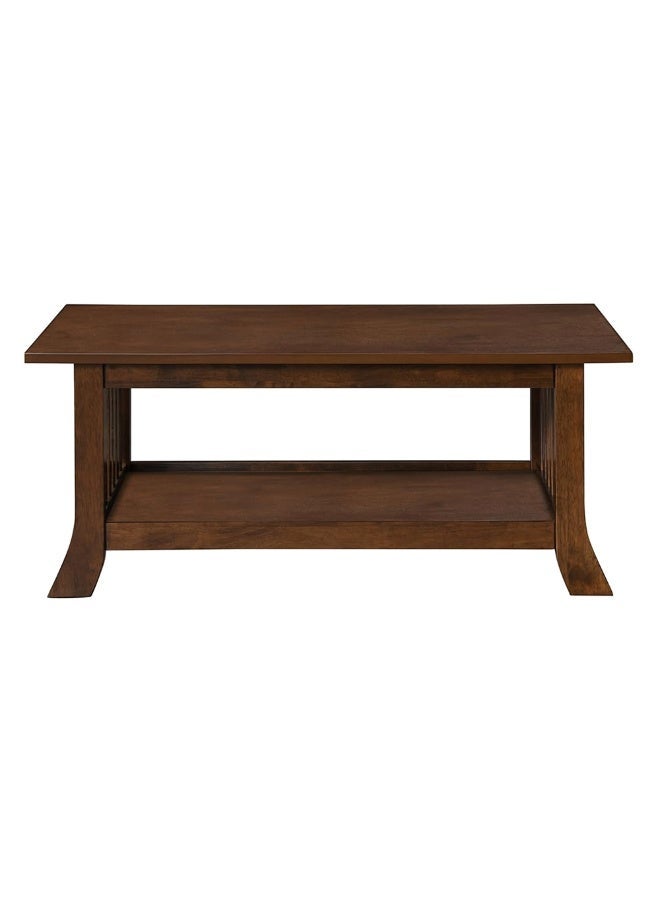 ROYALOAK Melaka Wooden Coffee Table | Solid Wood Veneer Top | Curved Legs for Sophisticated Style | Bottom Shelf for Extra Storage | Elegant & Functional Living Room Cofee Table Wooden - Image 2