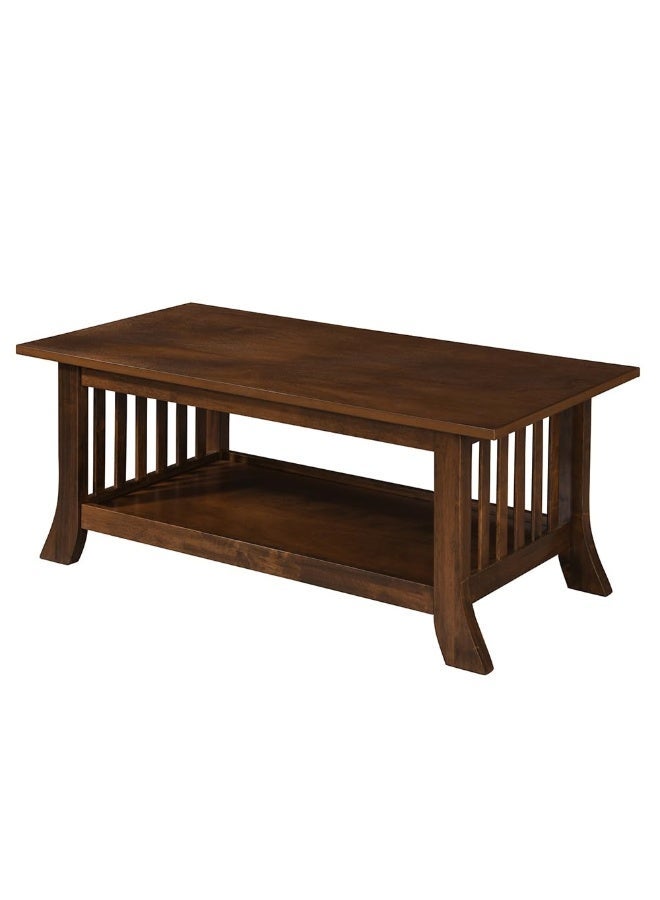 ROYALOAK Melaka Wooden Coffee Table | Solid Wood Veneer Top | Curved Legs for Sophisticated Style | Bottom Shelf for Extra Storage | Elegant & Functional Living Room Cofee Table Wooden - Image 3
