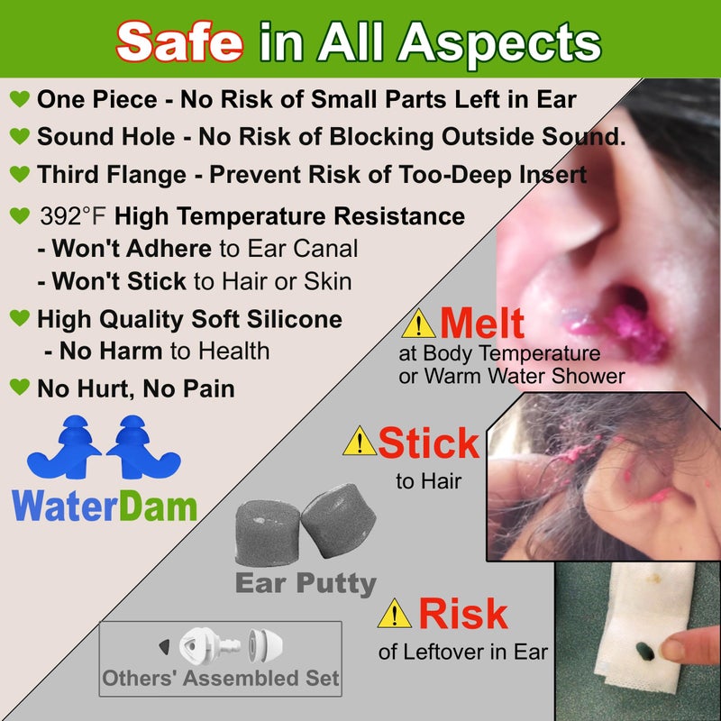 WaterDam Swimming Ear Plugs Great Waterproof Ultra Comfy Earplugs Prevent Swimmer's Ear - Image 4