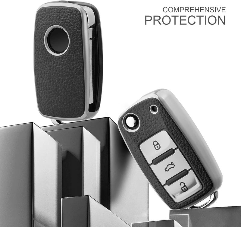 ELOHEI VW Key Fob Cover - Leather Silver - Image 2