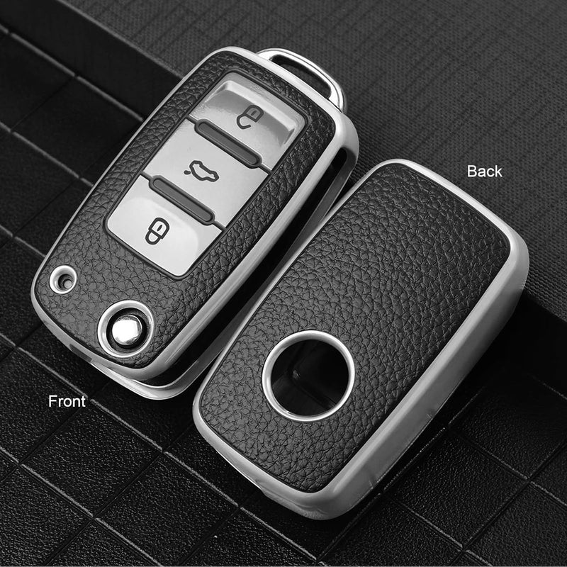 ELOHEI VW Key Fob Cover - Leather Silver - Image 3