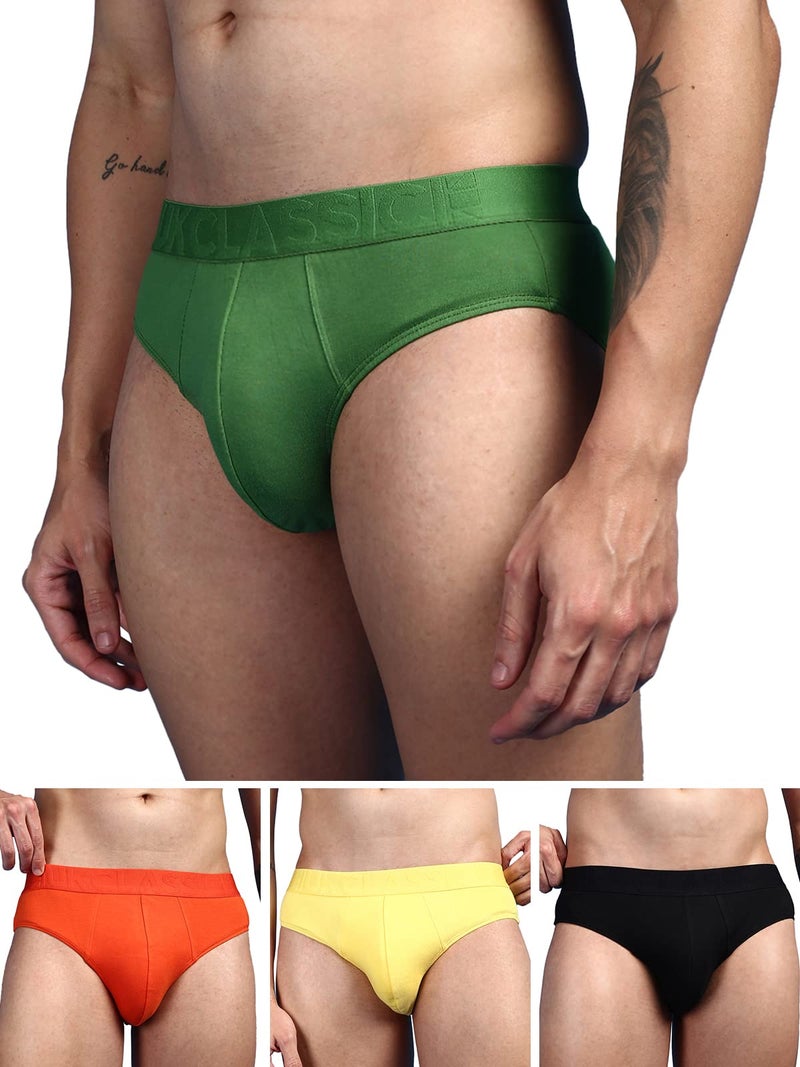 ONN UK Classic Men's Pack of 4 Assorted Ultra Soft Modal Fabric Brief with Fearher Touch Ultra Soft Waistband (Size : Large) - Image 1