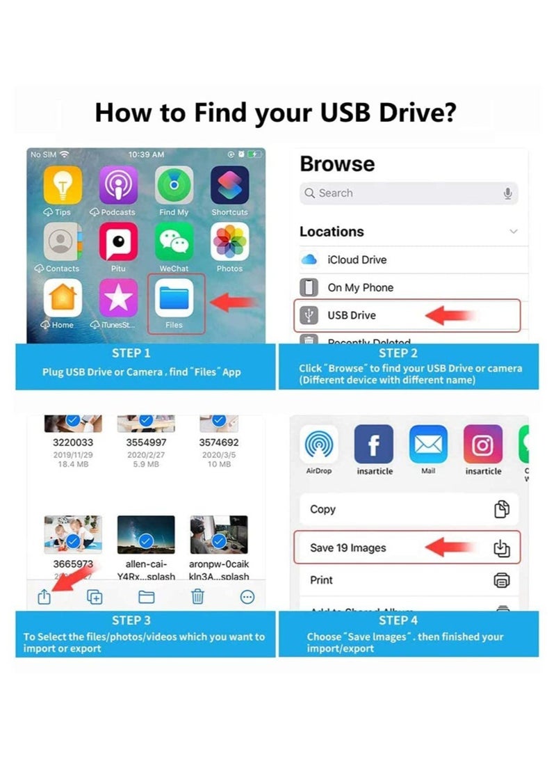 USB Camera Adapter, USB 3.0 OTG Cable for iPhone/iPad to Connect Card Reader, USB Flash Drive, U Disk, Keyboard, Mouse, Hubs, MIDI, Plug & Play  - Image 4