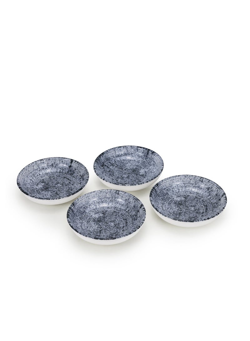 EDESSA وعاء تقديم سيراميك دائري إديسا جينكو 13 سم، أسود وأبيض (مجموعة من 4) - Image 1