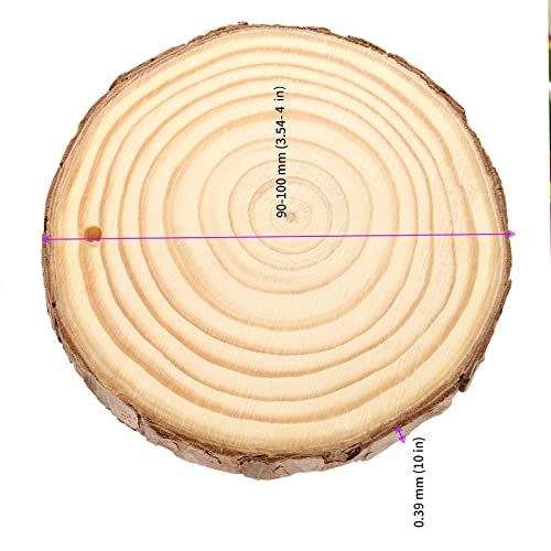 KINJOEK 36 PCS Natural Wood Slices 3.5-4 Inch with Bark Unfinished Wood Circles for Coasters DIY Crafts Wedding Decorations Christmas Ornaments - Image 2