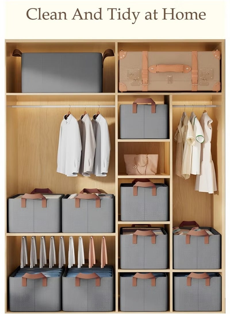 Neox Storage Box 2 Pack Foldable Wardrobe Clothes Organizer,Organizer Storage for Clothes Jeans Drawer Closet Organizer, Fabric Organizer Storage Bins, Closet Organizer Basket with Reinforced Handle and Various Storage Compartments - Image 2