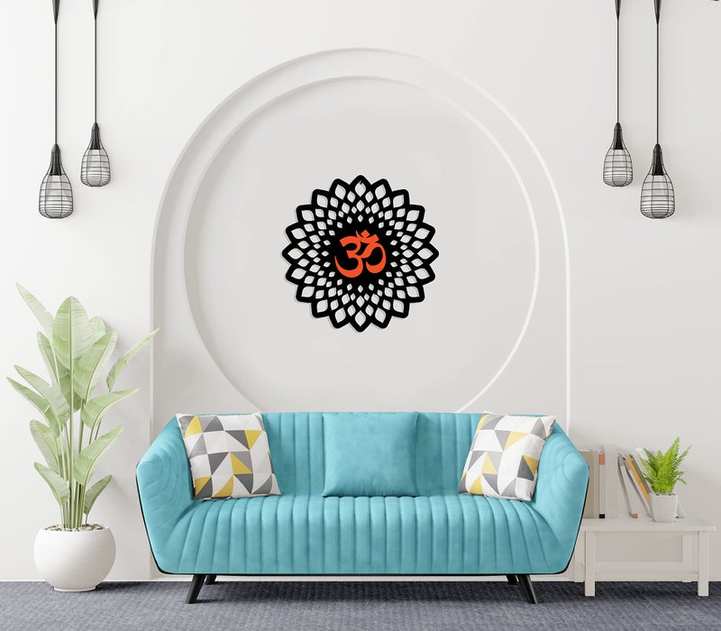 Freny Exim OM Wall Decor For Energy And Positivity Wall Art(MDF, Black-Orange, 12 Inch)-003 - Image 2
