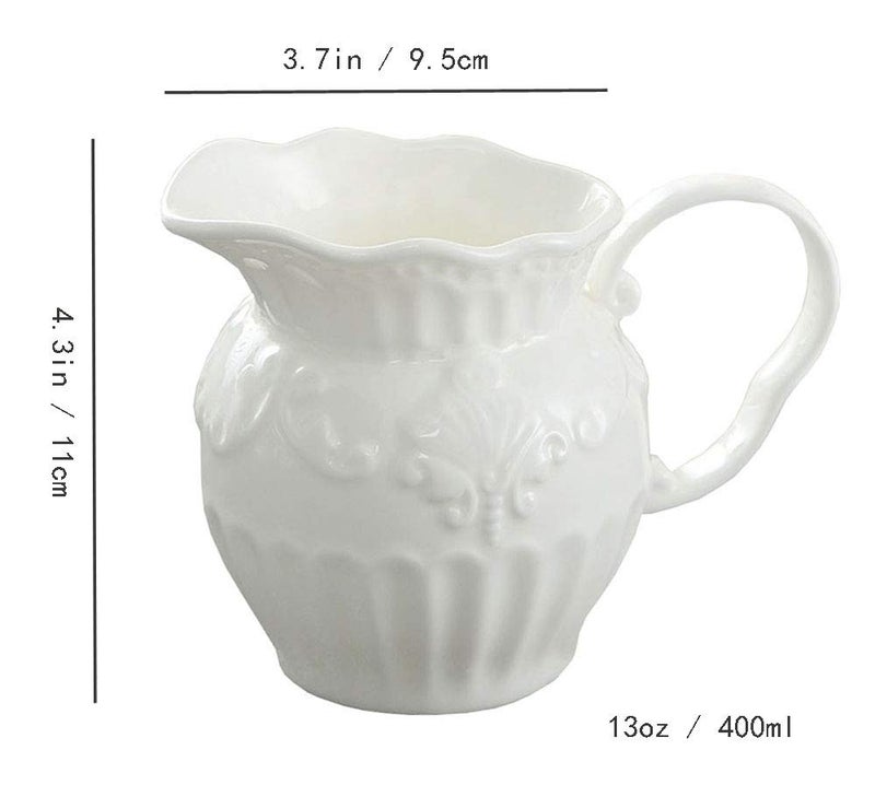 FUYU FUYU Relief White Ceramic Creamer and Sugar Bowl Set Coffee Serving Set Cream Pitcher  - Image 2