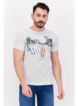 Men Crew Neck Short Sleeve Graphic Print Troon T-Shirt, Grey Combo