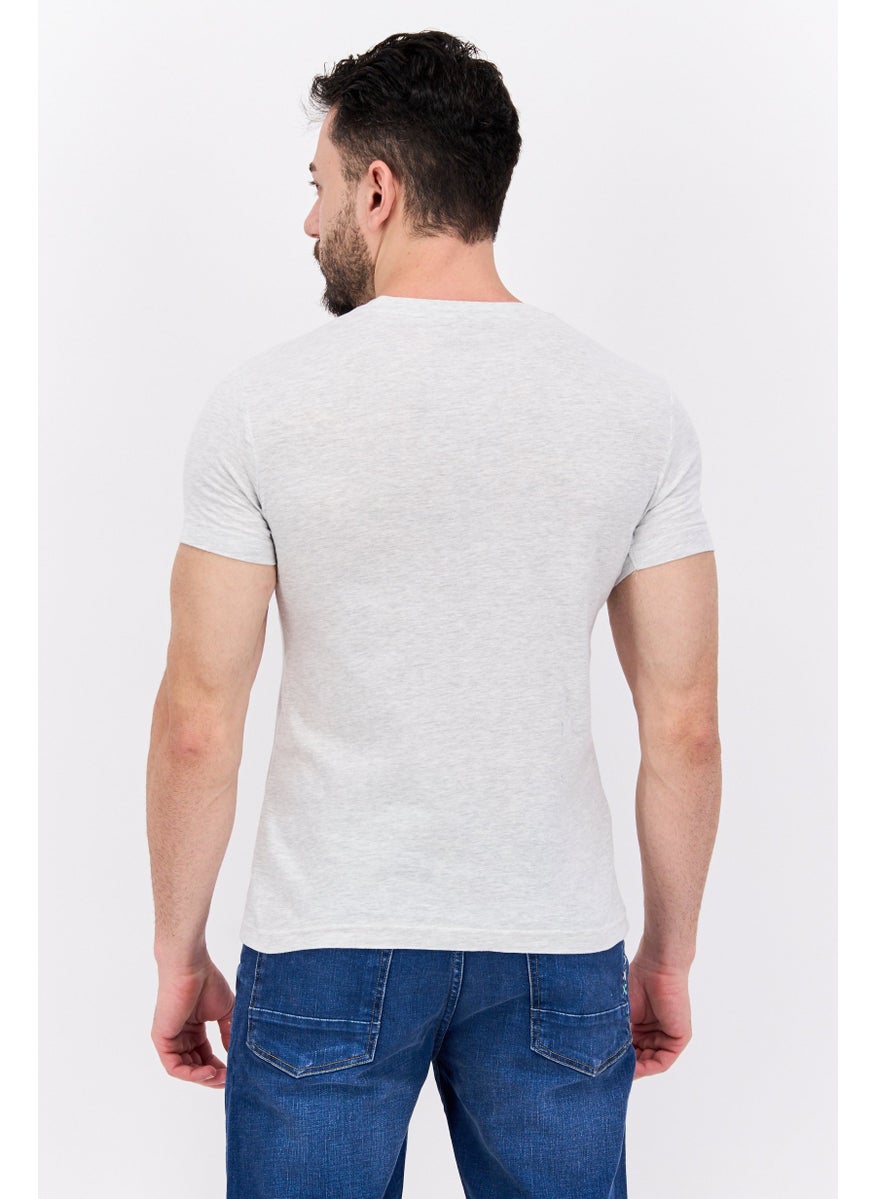Free Soul - Men Crew Neck Short Sleeve Graphic Print Troon T-Shirt, Grey Combo - Image 1