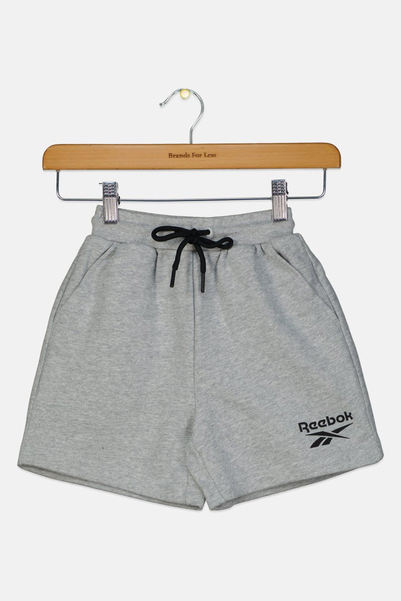 Reebok Kids Boy Brand Logo Outdoor Terry Shorts, Grey - Image 2