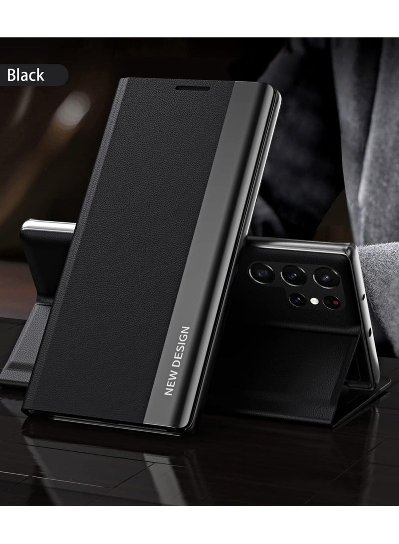 Galaxy S24 Ultra case for, Samsung S24 Ultra Slim Flip Case, Anti-Scratch, Nano Adsorption, Stand Function, Cover Case for Samsung S24 Ultra 5G (S24 Ultra, Black) - Image 2