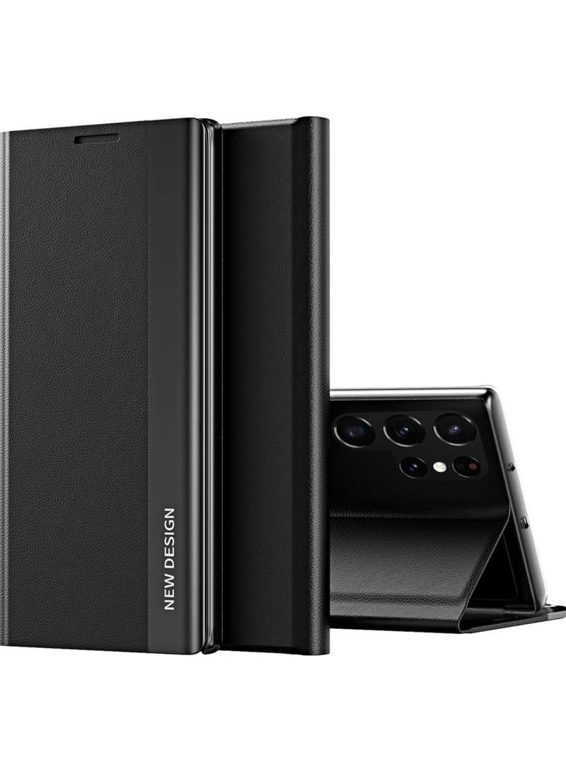 Galaxy S24 Ultra case for, Samsung S24 Ultra Slim Flip Case, Anti-Scratch, Nano Adsorption, Stand Function, Cover Case for Samsung S24 Ultra 5G (S24 Ultra, Black) - Image 1