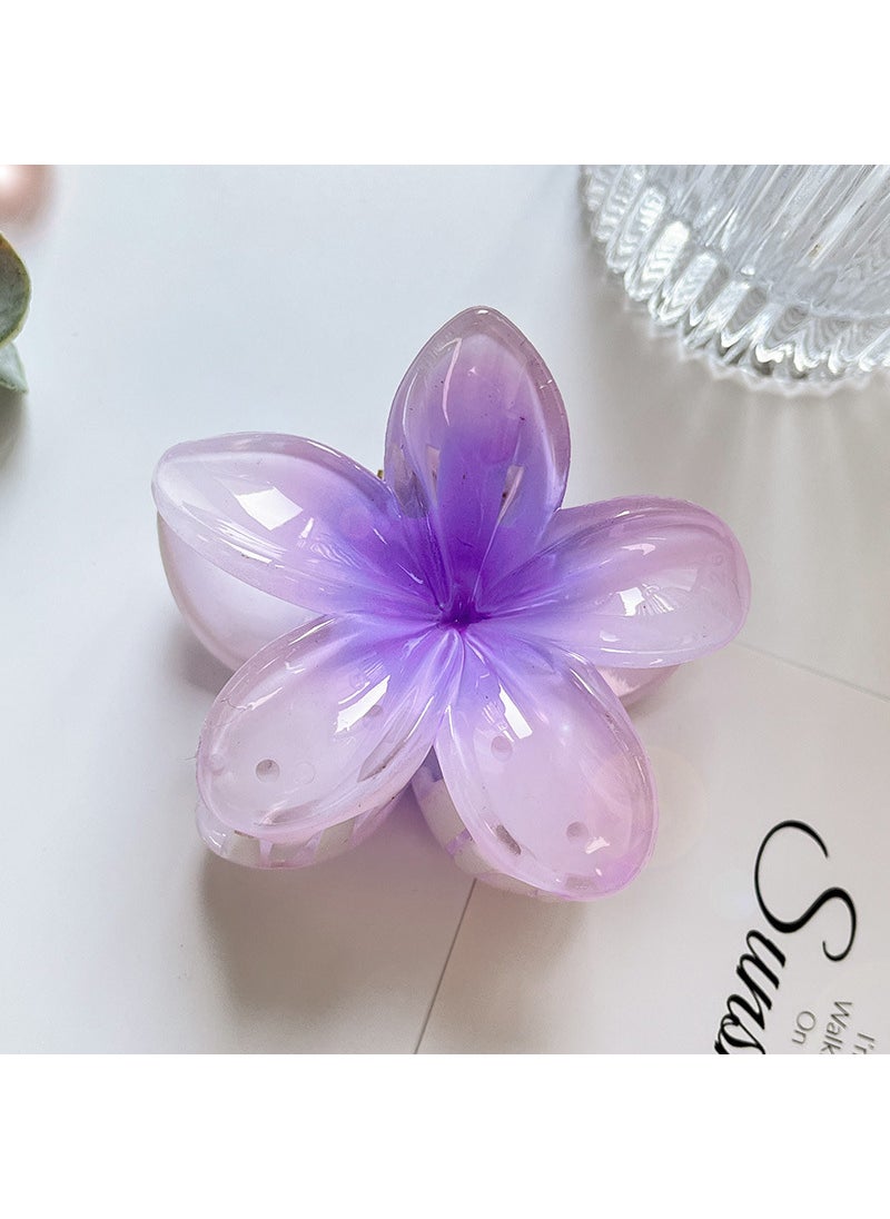 Generic Elegant Gradient Floral Hair Claw Large Shark Clip Purple [egg flower clip]] 