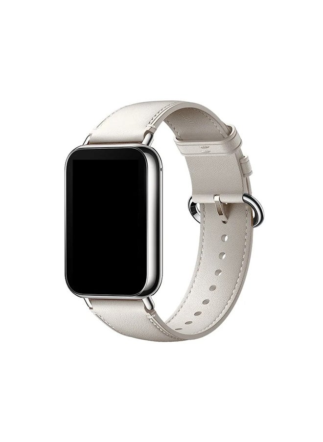 O Ozone Leather Straps Compatible with Xiaomi Smart Band 8 Pro, Leather Replacement Strap Watch Wrist Band Smart Bracelet Accessories for Women Men -White  - Image 1