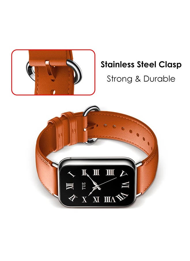 O Ozone Leather Straps Compatible with Xiaomi Smart Band 8 Pro, Leather Replacement Strap Watch Wrist Band Smart Bracelet Accessories for Women Men -White  - Image 3