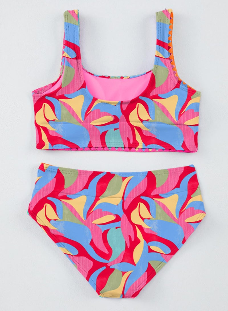 blibean Tween Girl Swimsuits Little Kids Girls Summer Swim Bathing Suits Teen Fashion Two Piece Bikini Boho Hawaii Swimwear Beach Sets Traje BaÃ±o NiÃ±as Size 6-7 Year Old Multicolour - Image 4