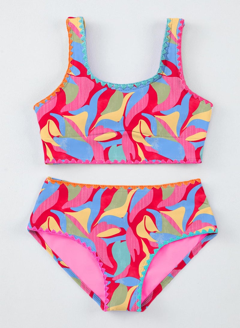 blibean Tween Girl Swimsuits Little Kids Girls Summer Swim Bathing Suits Teen Fashion Two Piece Bikini Boho Hawaii Swimwear Beach Sets Traje BaÃ±o NiÃ±as Size 6-7 Year Old Multicolour - Image 3