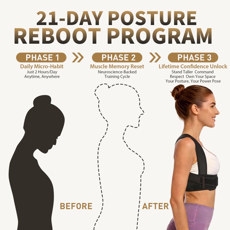 WNIEYO Posture Corrector for Women and Men Back Brace for Women Back Straightener for Effective Lower Back Pain Relief, Scoliosis, and Better Posture Support(L) - Image 3