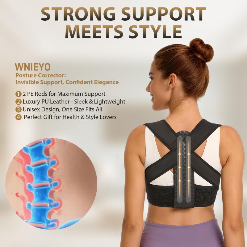 WNIEYO Posture Corrector for Women and Men Back Brace for Women Back Straightener for Effective Lower Back Pain Relief, Scoliosis, and Better Posture Support(L) - Image 2