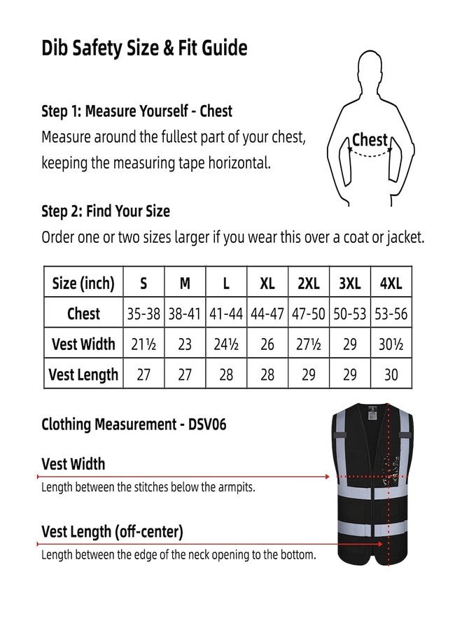 Dib Safety Reflective Mesh Vest High Visibility with Pockets and Zipper, Black Mesh L - Image 3