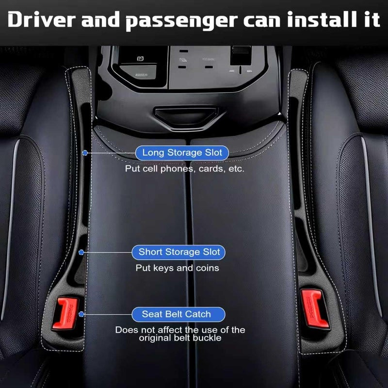 YAFCN 4PCS Car Seat Gap Filler Organizer, Universal Car Seat Gap Blocker with Storage Slot, Leak-Proof Seat Gap Plug for Car SUV Truck, Automotive Interior Accessories, Black - Image 5