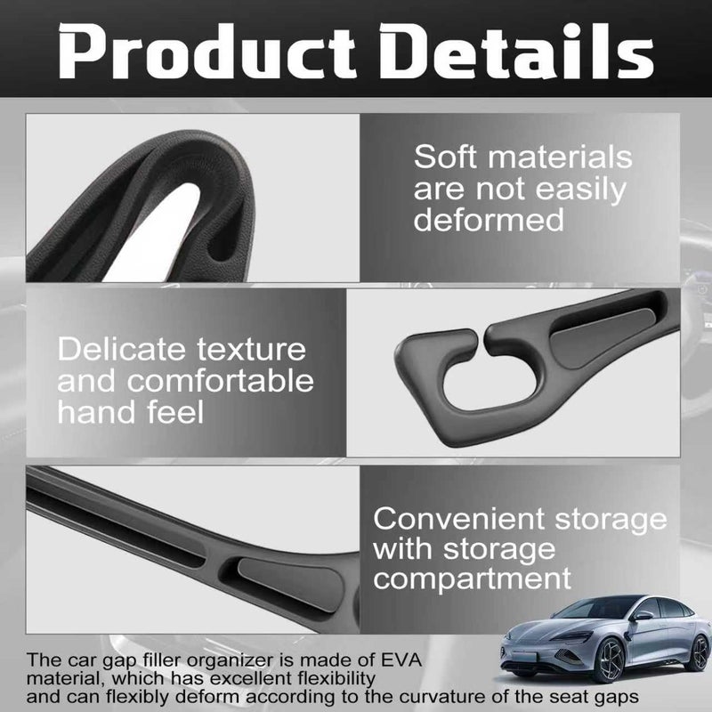 YAFCN 4PCS Car Seat Gap Filler Organizer, Universal Car Seat Gap Blocker with Storage Slot, Leak-Proof Seat Gap Plug for Car SUV Truck, Automotive Interior Accessories, Black - Image 3
