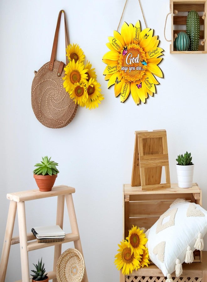 Panelee 11.81 Inch Sunflower Christian Wood Sign Inspirational Wood Wall Decor Bible Verse Wall Sign Bible Theme Scripture Hanging for Room Office Kitchen - Image 5