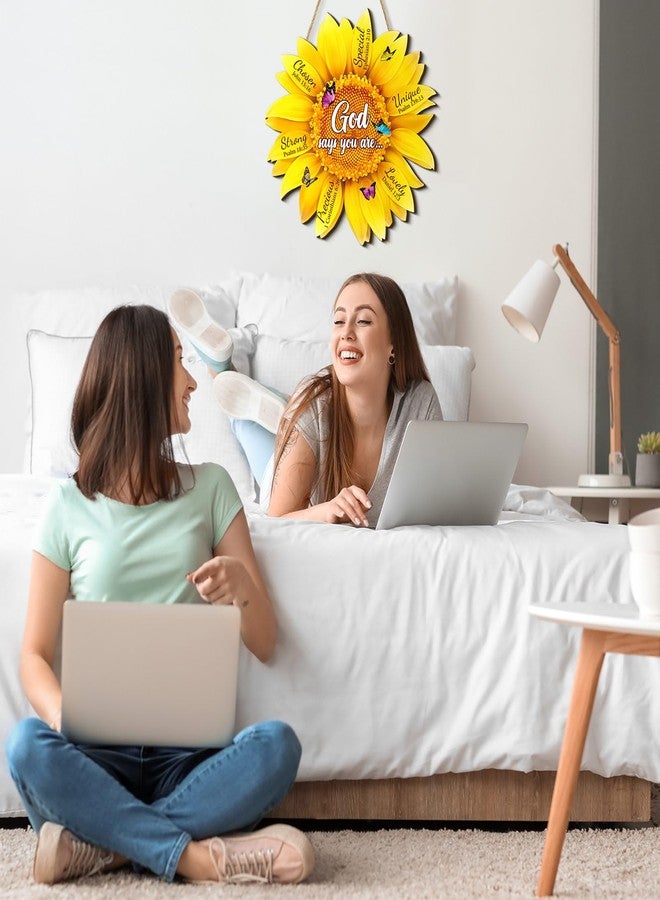 Panelee 11.81 Inch Sunflower Christian Wood Sign Inspirational Wood Wall Decor Bible Verse Wall Sign Bible Theme Scripture Hanging for Room Office Kitchen - Image 4