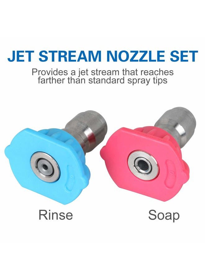 STYDDI Universal Power Pressure Washer Spray Nozzle Tips and Quick Connect Pivot Adapter Coupler 180 Degrees with 5 Rotation Angles, Soap and Rinse Jet Stream Tips Kit, 1/4 inch, 2.5 GPM, 8 Pack - Image 5