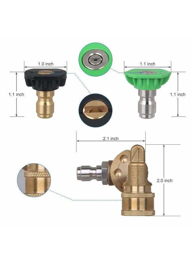 STYDDI Universal Power Pressure Washer Spray Nozzle Tips and Quick Connect Pivot Adapter Coupler 180 Degrees with 5 Rotation Angles, Soap and Rinse Jet Stream Tips Kit, 1/4 inch, 2.5 GPM, 8 Pack - Image 3