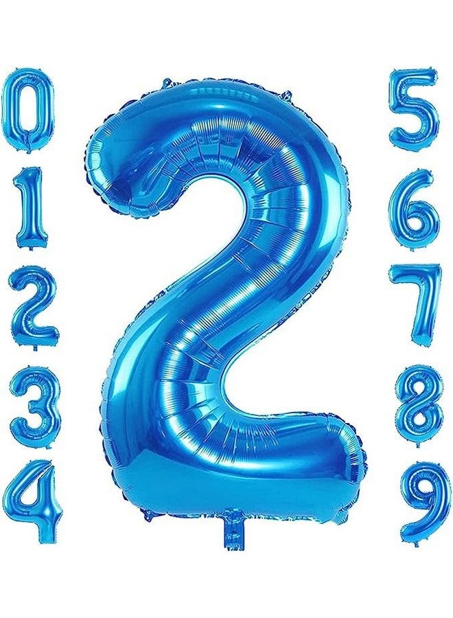 FI - FLICK IN FI - FLICK IN 1 Pc Big Size Number 2 Foil Balloon 32 Inch Large Blue Number Foil Balloon 0 to 9 Number Balloons for Decoration 2nd Birthday Anniversary Decoration Items (Pack of 1, Blue)  - Image 1