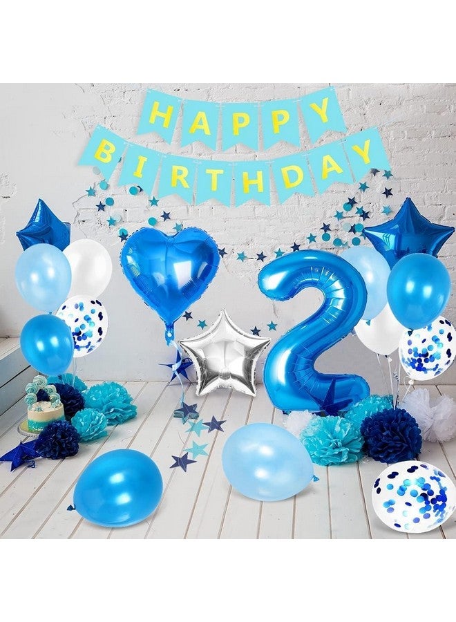 FI - FLICK IN FI - FLICK IN 1 Pc Big Size Number 2 Foil Balloon 32 Inch Large Blue Number Foil Balloon 0 to 9 Number Balloons for Decoration 2nd Birthday Anniversary Decoration Items (Pack of 1, Blue)  - Image 4