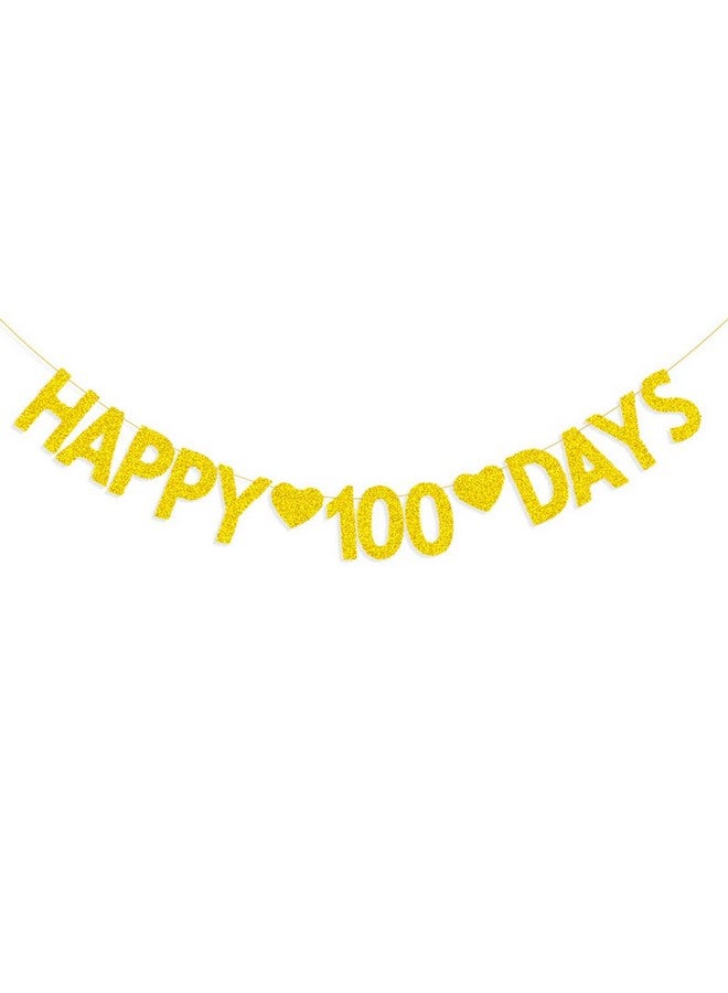MORNDEW Gold Glitter Happy 100 Days Banner For Baby Shower Birthday Party Decorations Supplies - Image 1