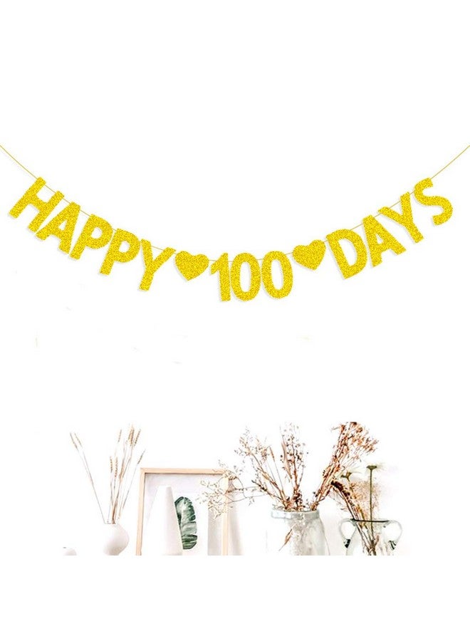 MORNDEW Gold Glitter Happy 100 Days Banner For Baby Shower Birthday Party Decorations Supplies - Image 4