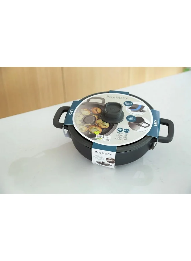 Berghoff Leo Stone+ CeraGreen Non-Stick Coating 2-Handle Covered Saute Pan Grey and Clear 28 cm 3950595