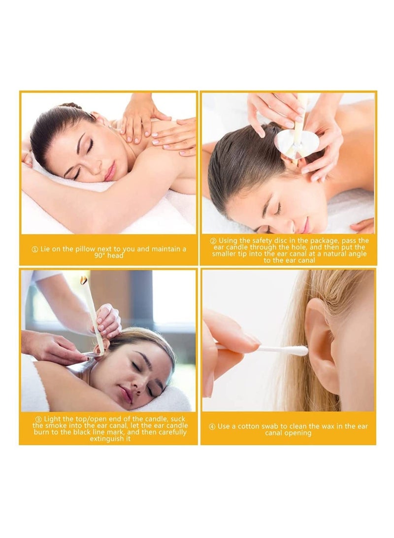 كاست ويف شموع الأذن ، شمع العسل الطبيعي تدليك السمع تنظيف الأذن إزالة شمع الأذن الاسترخاء الشمعدانات العلاج مجموعة نقية (10 قطع) - Image 2