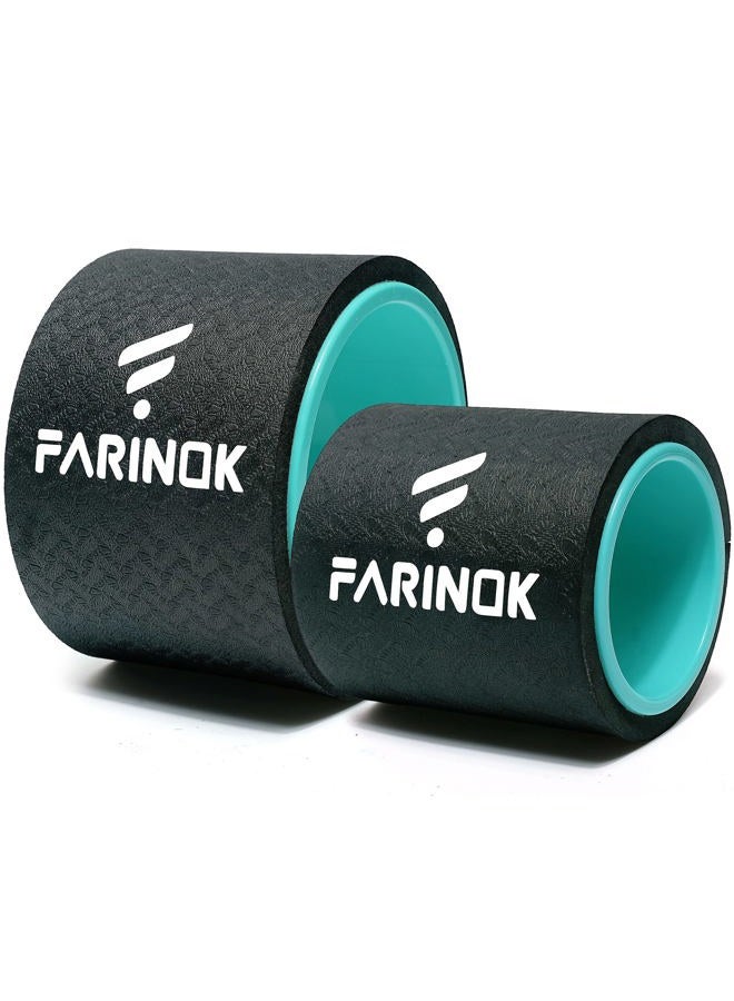 FARINOK Yoga Wheel Set of 2, Upgraded 10MM Thick Back Wheels for Pain Relief & Stretching, Strongest Back Roller for Deep Tissue Massage, Improving Yoga Poses Backbend - Image 1