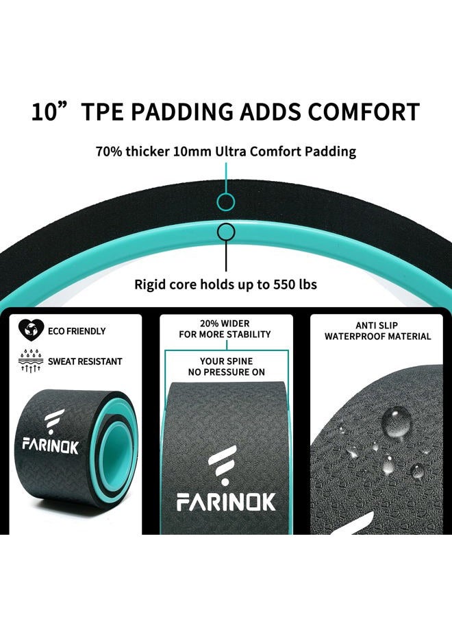 FARINOK Yoga Wheel Set of 2, Upgraded 10MM Thick Back Wheels for Pain Relief & Stretching, Strongest Back Roller for Deep Tissue Massage, Improving Yoga Poses Backbend - Image 2