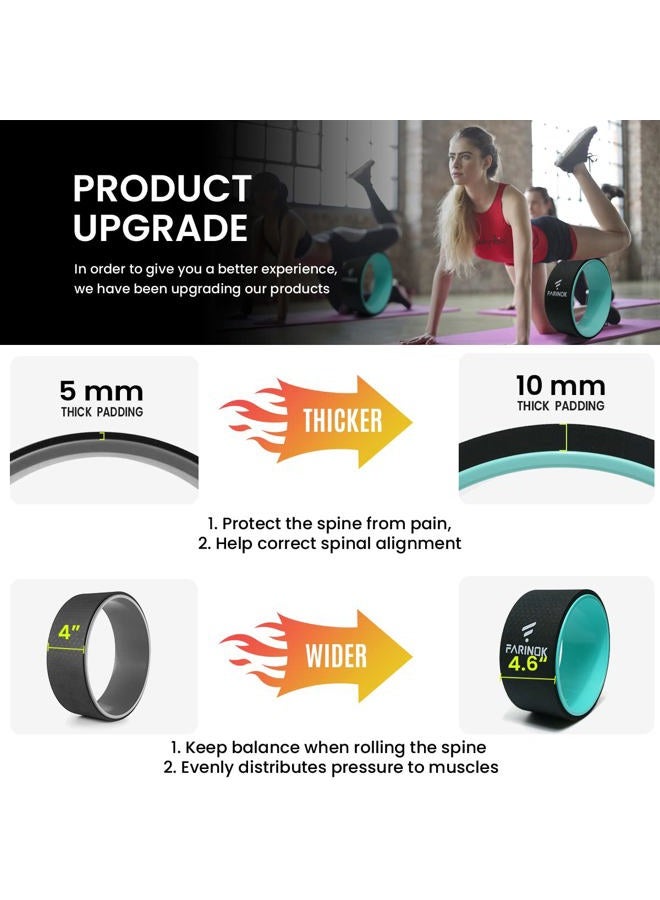 FARINOK Yoga Wheel Set of 2, Upgraded 10MM Thick Back Wheels for Pain Relief & Stretching, Strongest Back Roller for Deep Tissue Massage, Improving Yoga Poses Backbend - Image 5