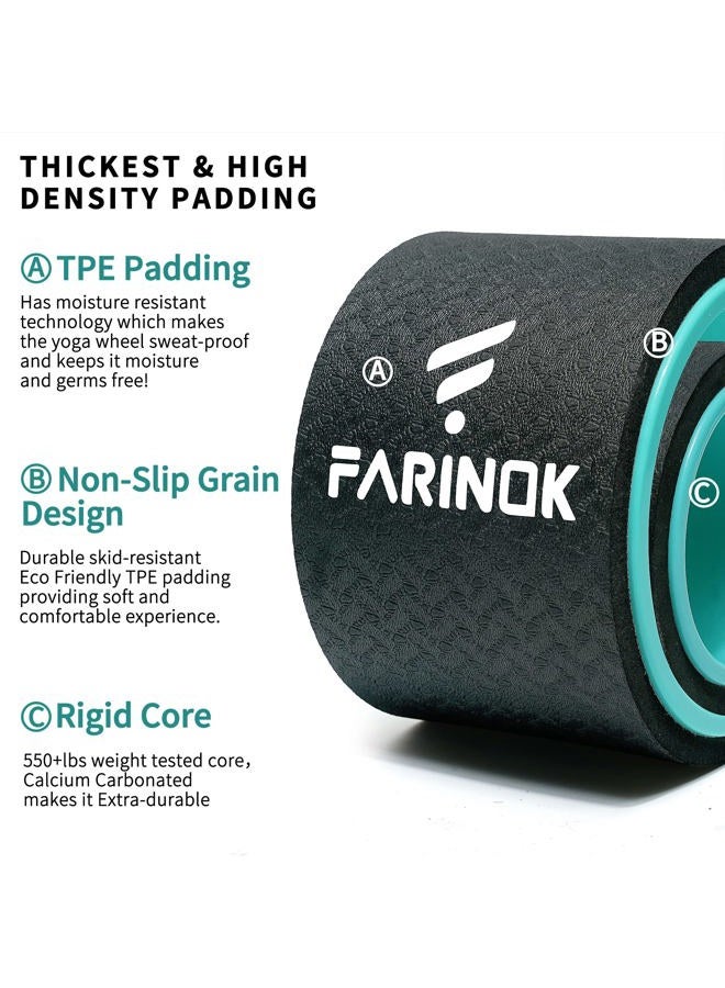 FARINOK Yoga Wheel Set of 2, Upgraded 10MM Thick Back Wheels for Pain Relief & Stretching, Strongest Back Roller for Deep Tissue Massage, Improving Yoga Poses Backbend - Image 3